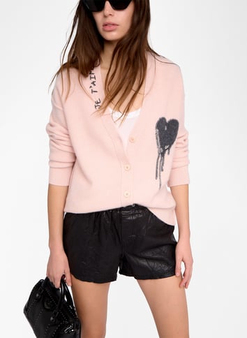 Gilet droit en cachemire ZADIG&VOLTAIRE Rose